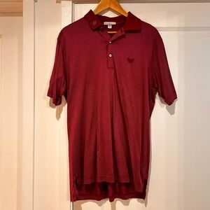 Peter Millar Scotty Cameron Golf Polo Mens Medium Stripe Circle T Dog Red Cotton